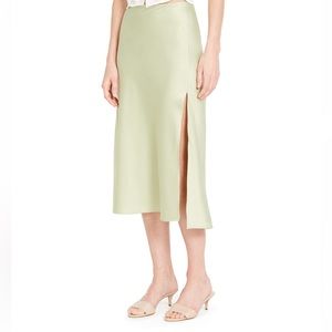 Green Slip Midi Skirt